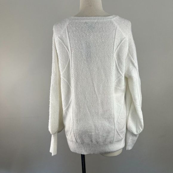 NWT SWEET ROMEO White Crew‎ Neck Sweater with Geometrical Design (M) - Picture 4 of 6